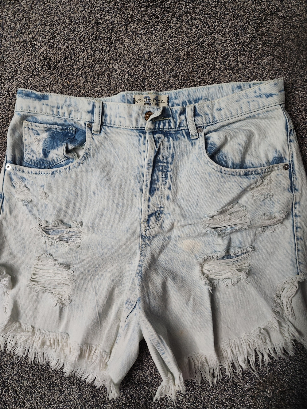 We The Free Light Blue Distressed Denim Shorts